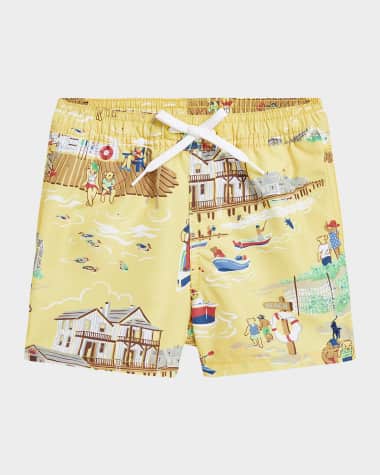 Ralph Lauren Childrenswear Boy's Polo Bear Printed Swim Shorts, Size 3M-24M