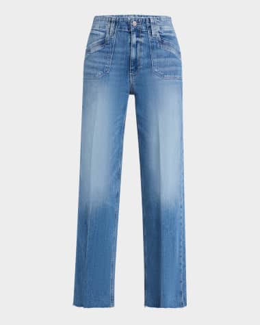PAIGE Anessa Raw Hem Jeans with Utility Pockets