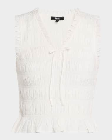 PAIGE Devi Smocked Sleeveless Top