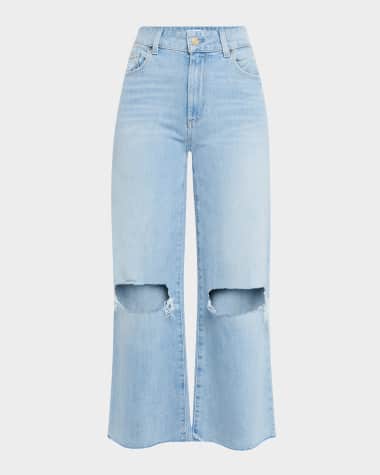 PAIGE Sasha Distressed Ankle Jeans with Raw Hem
