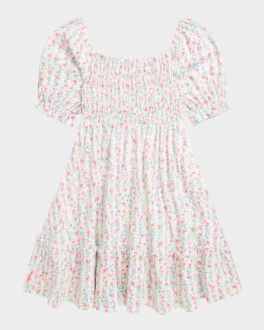 Ralph Lauren Childrenswear Girl's Floral-Print Smocked Day Dress, Size 2-6X
