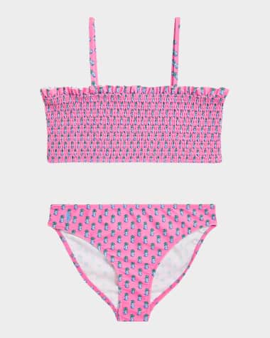 Ralph Lauren Childrenswear Girl's Pineapple Printed Two-Piece Smocked Swimsuit, Size 7-14