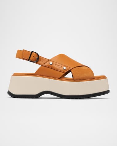 Sorel Dayspring Mixed Leather Crossover Comfort Sandals