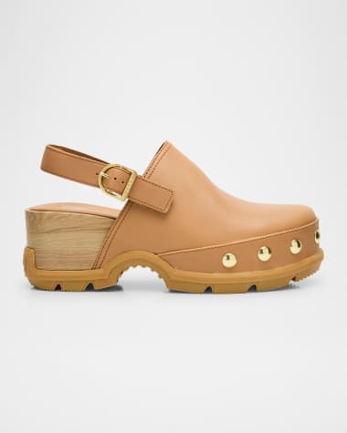 Sorel Roman Leather Slingback Platform Clogs