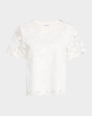 Derek Lam 10 Crosby Samaria Short-Sleeve Lace Top