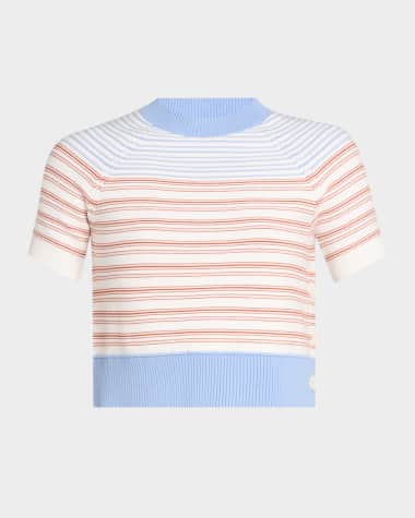 Derek Lam 10 Crosby Case Short-Sleeve Striped Sweater