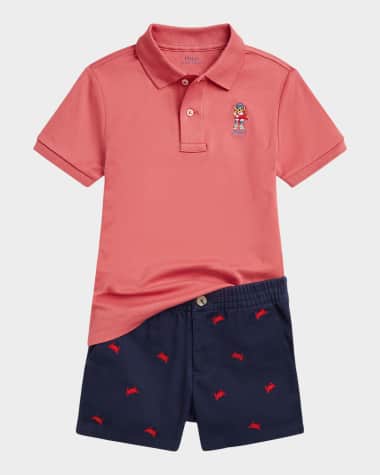 Ralph Lauren Childrenswear Boy's Polo Bear Shirt & Shorts Set, Size 2-7
