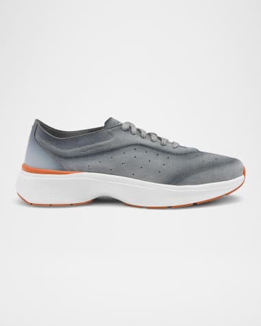 Santoni Men's Bounce Suede Low-Top Sneakers
