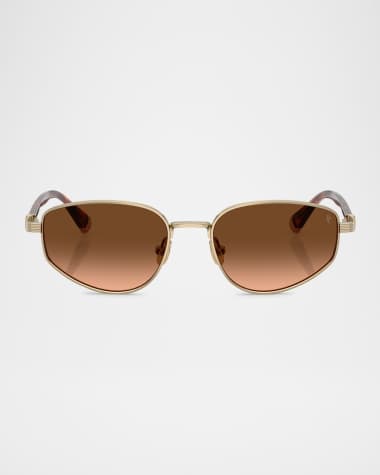 Brunello Cucinelli Titanium Oval Sunglasses