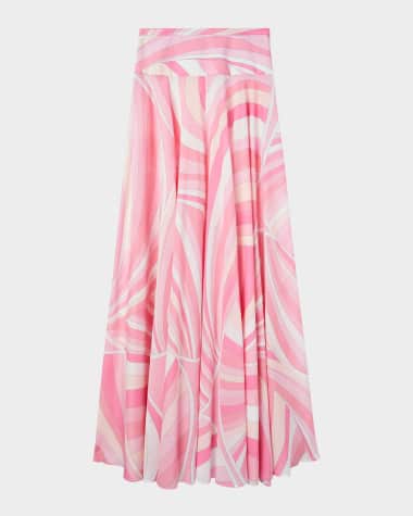 Pucci Iride-Print Cotton Muslin Maxi Skirt