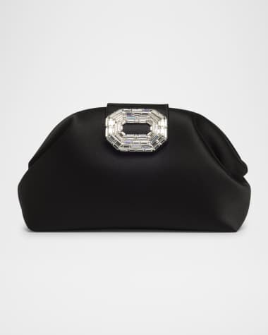 Amina Muaddi Camelia Buckle Satin Clutch Bag