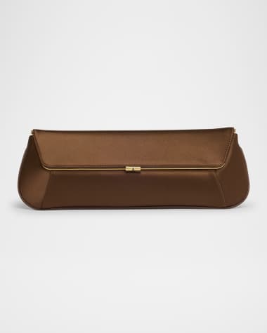Amina Muaddi Ami Framed Satin Clutch Bag