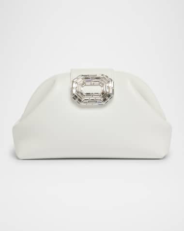 Amina Muaddi Camelia Buckle Leather Clutch Bag
