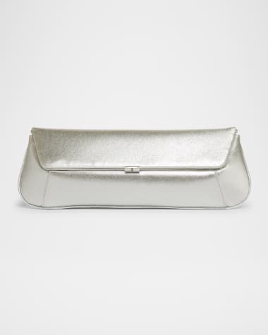 Amina Muaddi Ami Framed Metallic Clutch Bag