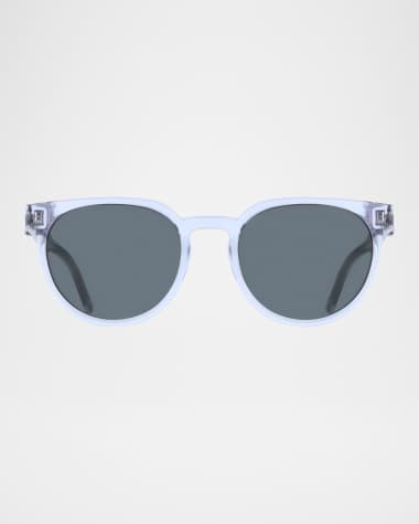 Ferragamo Men's Gancino P-3 Acetate Round Sunglasses