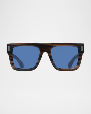 Ferragamo Men's Rivets Acetate Square Sunglasses