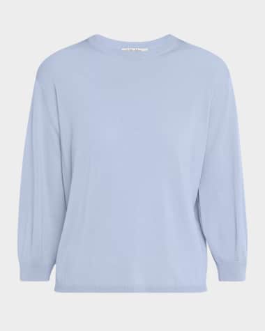 Max Mara Amico Blouson-Sleeve Crewneck Sweater