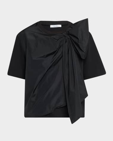 Max Mara Colle Draped Bow Short-Sleeve T-Shirt