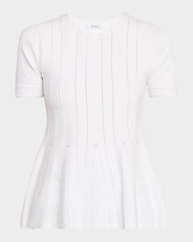 Max Mara Epoche Pointelle Knit Peplum Top