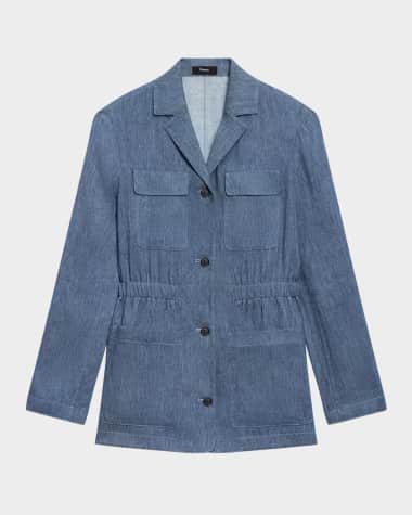 Theory Cinched Denim Crunch Jacket