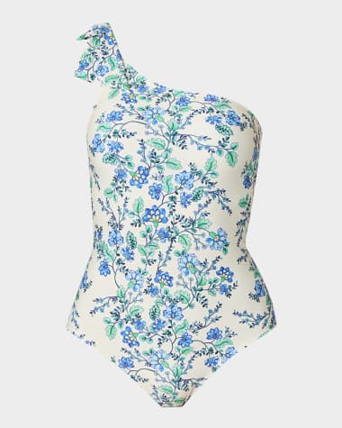 Shoshanna Tie Asymmetric One-Piece Swimsuit