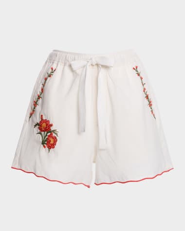 Agua Bendita Watts Nacar Embroidered Cotton-Linen Shorts