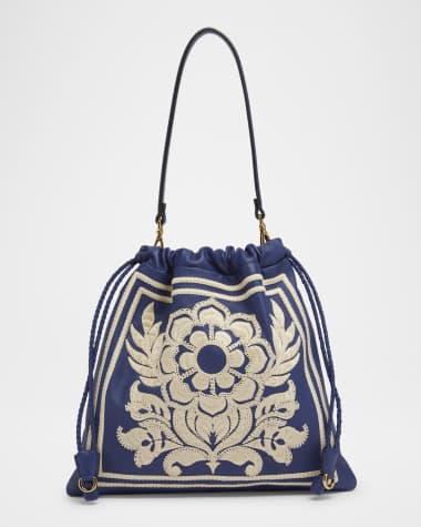 Etro Kalispera Flower Embroidered Leather Shoulder Bag