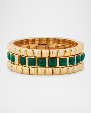Roxanne Assoulin The Puffy Stud Bracelet Stack in Malachite