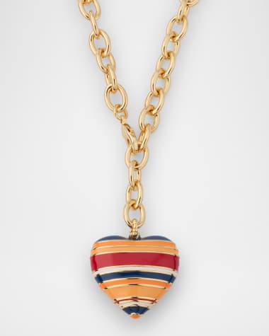 Roxanne Assoulin The Striped Puffy Heart Necklace