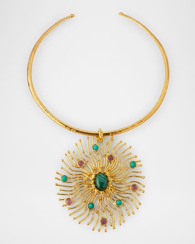 Sylvia Toledano Gemstone Pendant Choker Necklace