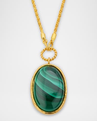Sylvia Toledano Oval Malachite Pendant Necklace