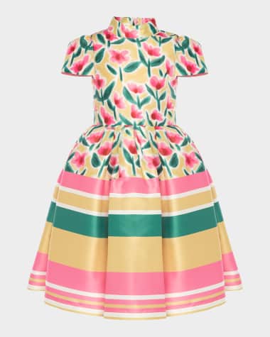 Mama Luma Girl's Floral-Print & Striped A-Line Dress, Size 3T-12