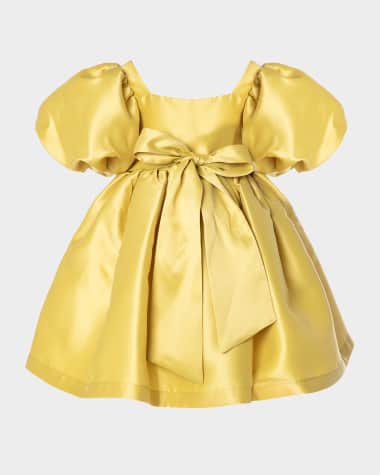 Mama Luma Girl's Balloon-Sleeve Bow Belted Dress, Size 3T-12