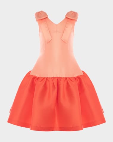 Mama Luma Girl's Sleeveless Two-Tone Satin Dress, Size 3T-12
