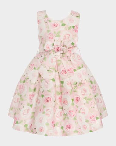 Mama Luma Girl's Sleeveless Belted Floral Dress, Size 3T-12