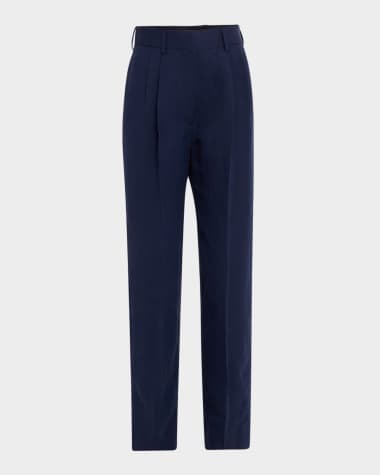 BLAZE Milano Savannah Fox Pleated Straight-Leg Pants
