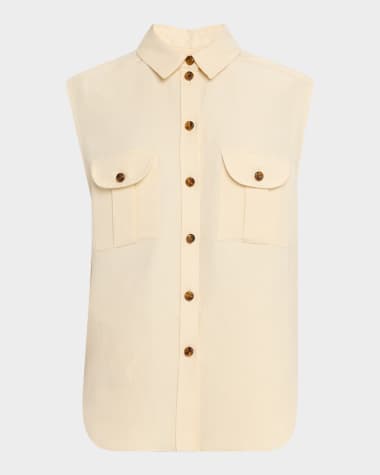 BLAZE Milano Savannah Pekin Sleeveless Button-Down Shirt