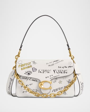 Coach Tabby Sketch-Print Leather Shoulder Bag with Chain