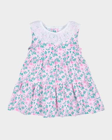 Florence Eiseman Girl's Eyelet Collar Sleeveless Floral Dress, Size 12M-5