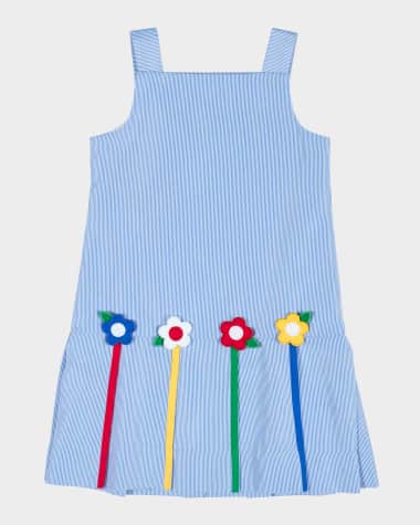 Florence Eiseman Girl's Corduroy Dress W/ Floral Appliques, Size 2-6
