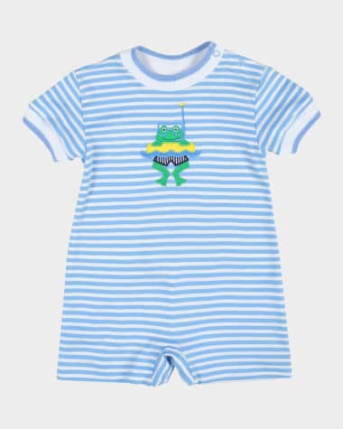 Florence Eiseman Boy's Frog Stripe Knit Shortalls, Size 3M-18M
