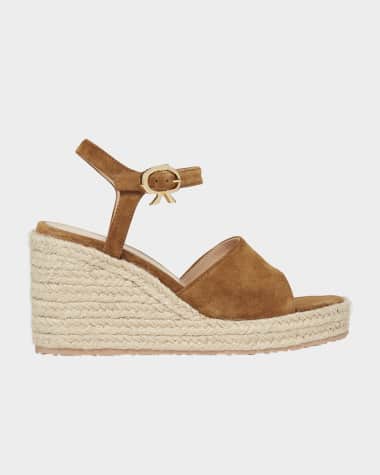 Gianvito Rossi Suede Wedge Ankle-Strap Espadrilles