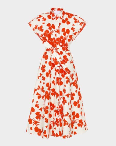 Mantu Floral-Print Cotton Canvas Midi Shirtdress