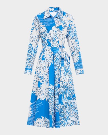 Mantu Abstract-Print Cotton Midi Wrap Shirtdress