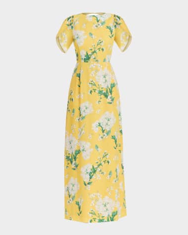 Mestiza New York Katherine Pleated Cutout Floral-Print Gown