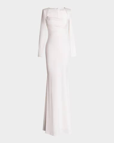 Dress the Population Black Label Delores Square-Neck Satin Mermaid Gown