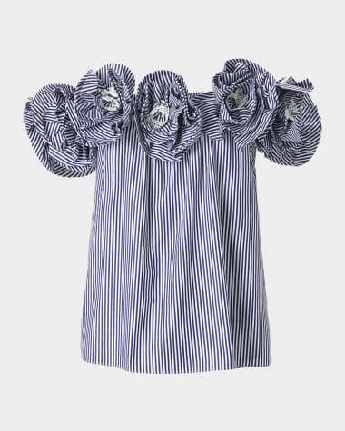 Carolina Herrera Embroidered Flower Off-the-Shoulder Top