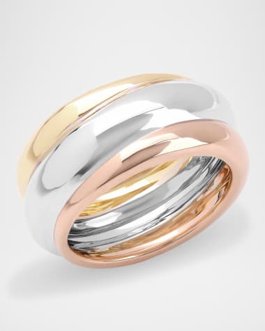 LANA Tri Gold Three-Row Bubble Ring