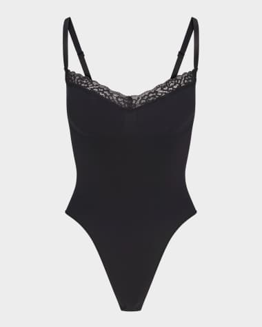SKIMS Seamless Sculpt Lace-Trim Thong Bodysuit