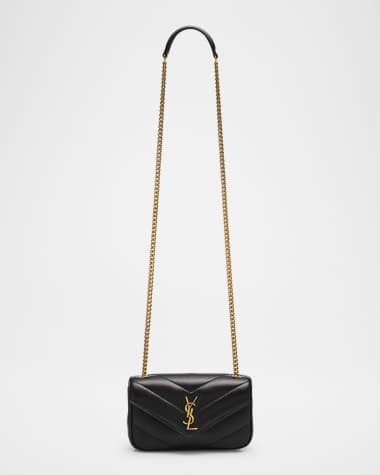 Saint Laurent Loulou Mini YSL Chain Crossbody Bag in Quilted Leather